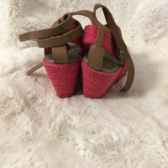Rare Diesel Alma Leather Open Toe Wedge Espadrille Straps Sandal Brown Red 7.5 - Picture 6 of 8